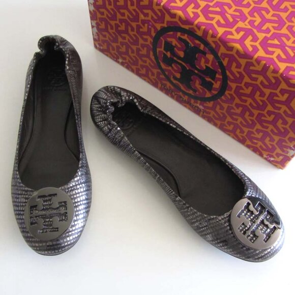 TORY BURCH Reva lizard embossed leather ballet flats 9.5 - Picture 3 of 7